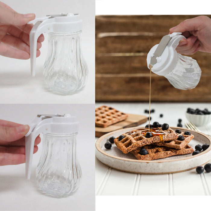 2 Pack Honey Syrup Dispenser Glass Jar 7.6 oz Retro Style Container W Handle USA