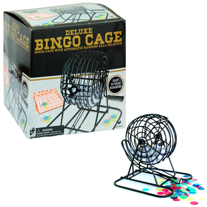 Deluxe Bingo Game Set Kit Cage Box Board Balls Cards Marker Family Fun Night New
