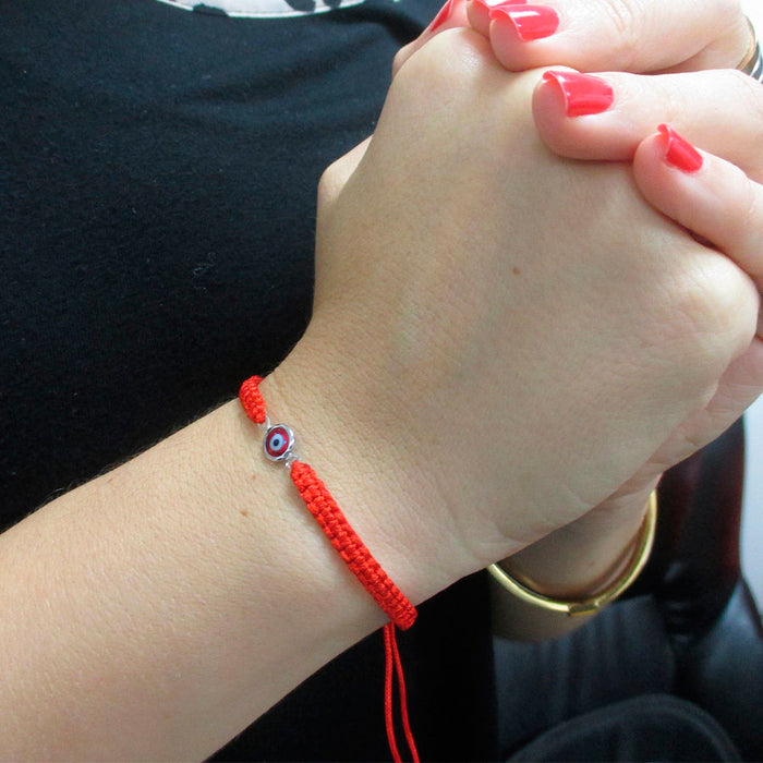 2 Evil Eye Hamsa Nazar Macrame God Hand Kabbalah Bracelet Lucky Red String Gift