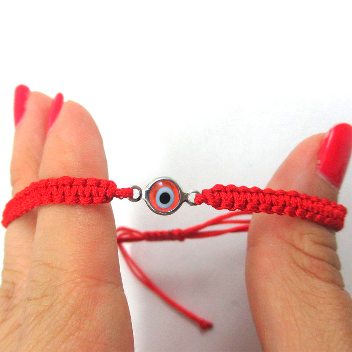 2 Evil Eye Hamsa Nazar Macrame God Hand Kabbalah Bracelet Lucky Red String Gift