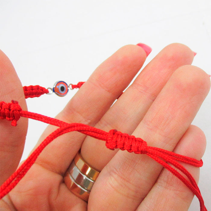 2 Evil Eye Hamsa Nazar Macrame God Hand Kabbalah Bracelet Lucky Red String Gift