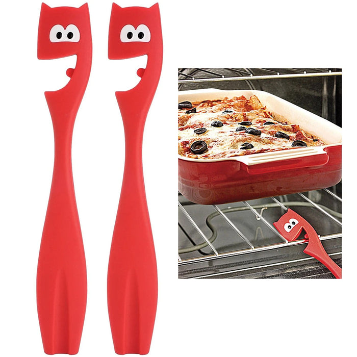 2pc Joie Devil Oven Pull Stick Push Heat Resistant Silicone Bakeware Rack Safety