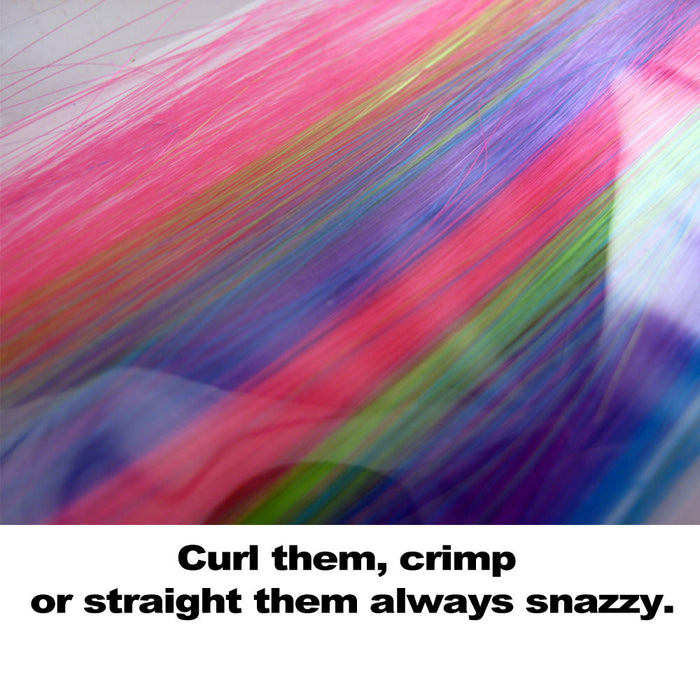 4 PC Hair Feather Extensions 18" Clip On Long Color Synthetic Neon Rainbow Curl