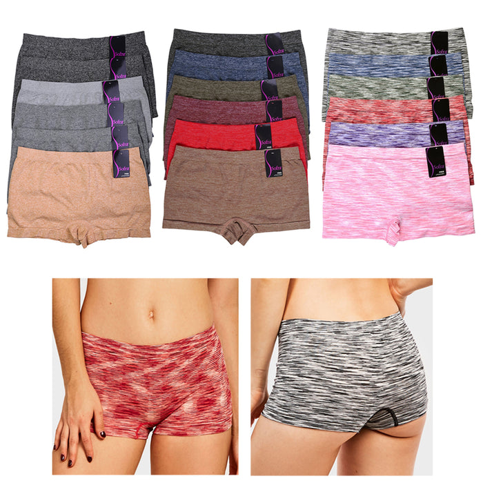 6 Pack Seamless Boyshorts Womens Underwear Lot Booty Panties Boxer Brief Spandex