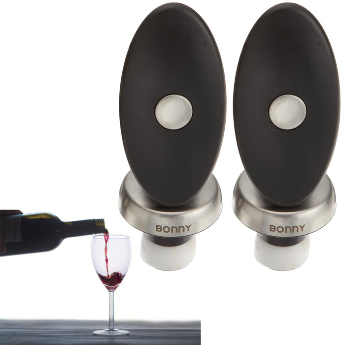 2 Pcs Wine Bottle Stopper Bonny Bar Cork Seal Freshness Champagne Push Lock Plug