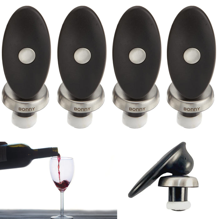 4 Pcs Bonny Bar Wine Stopper Bottle Cork Seal Freshness Champagne Push Lock Plug