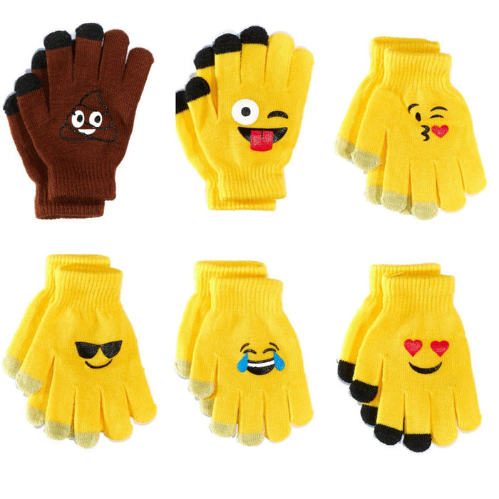 3 Pairs Emoji Gloves Unisex Touch Sensitive Glove Adults Kids Expression Hot New