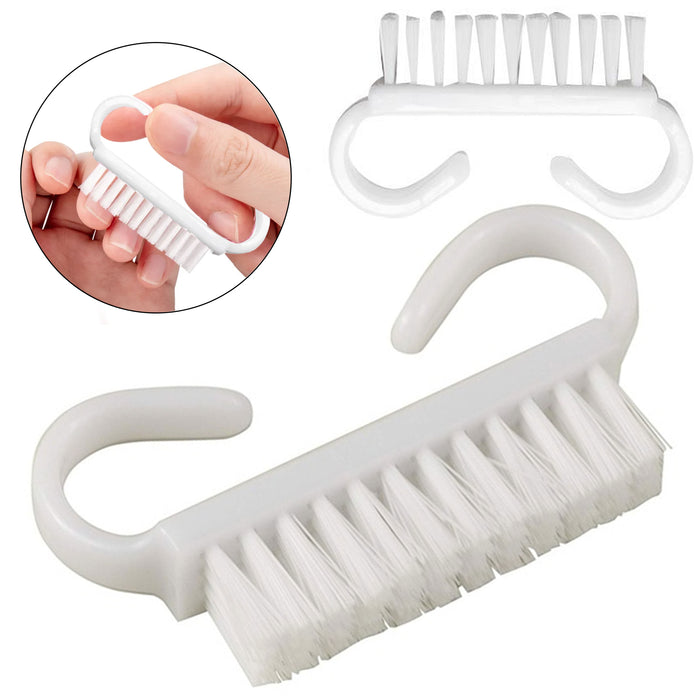 12 Lot Nail Brush Scrub Hand Manicure Pedicure Fingernail Cuticle Brushes White