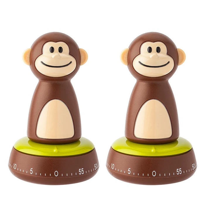 2 Pc Mechanical Timer 60Min Game Count Down Counter Alarm Kitchen Cooking Monkey
