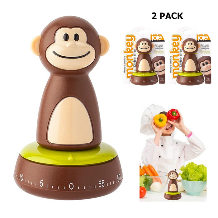 2 Pc Mechanical Timer 60Min Game Count Down Counter Alarm Kitchen Cooking Monkey
