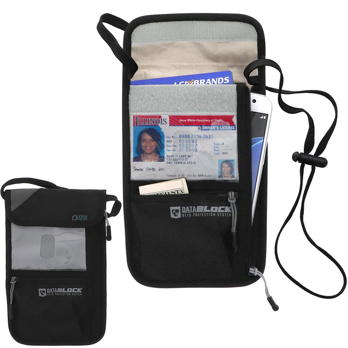 Lewis N Clark Travel Passport Holder Security Neck Stash Pouch Wallet RFID Block