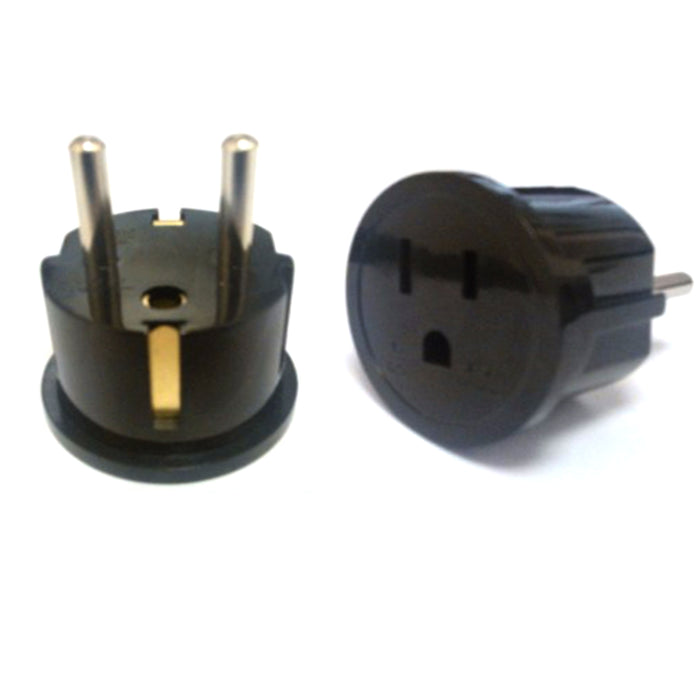 1 US To European EU 3 Prong 2 Pin Plug Travel Converter Grounded Adapter Black