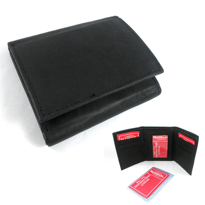 RFID Blocking Wallet Genuine Leather Trifold Credit Card ID Slots Holder Black !