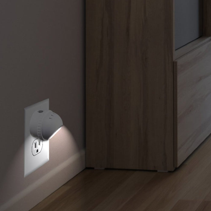 2 Pack Led Night Light Set Plug In Wall Lamp Automatic Sensor Lite Round Swivel
