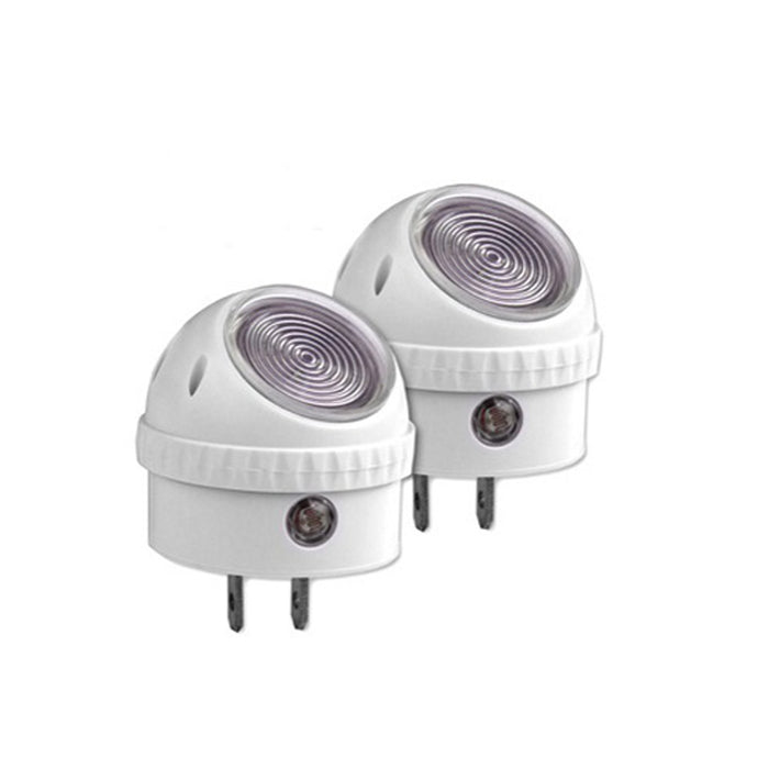2 PCS Led Night Light Plug In Wall Lamp Automatic Sensor Lite Round Swivel Home