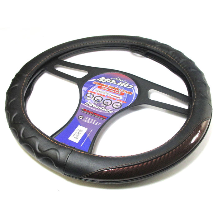 Wood Grain Steering Wheel Cover Auto Car Truck Van SUV Premium Protector Black