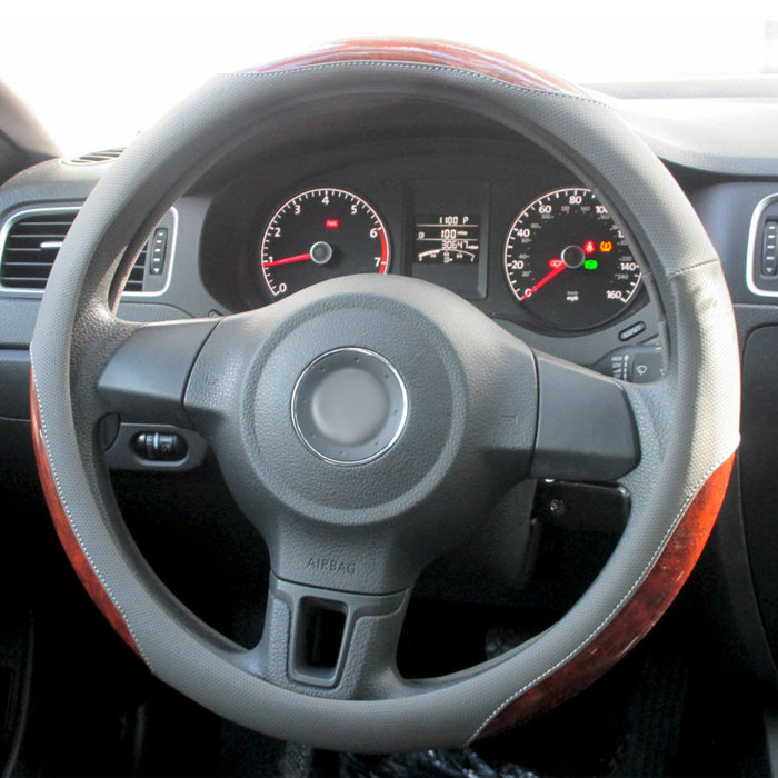1 Pc Car Truck Steering Wheel Cover Auto Cool Universal Fits Most Gray Wood 15"