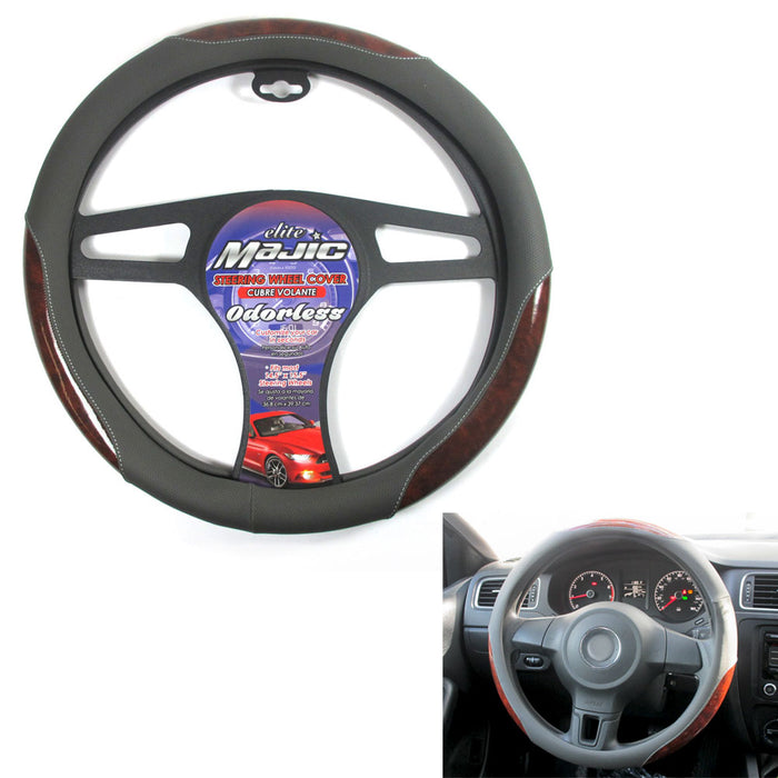 1 Pc Car Truck Steering Wheel Cover Auto Cool Universal Fits Most Gray Wood 15"