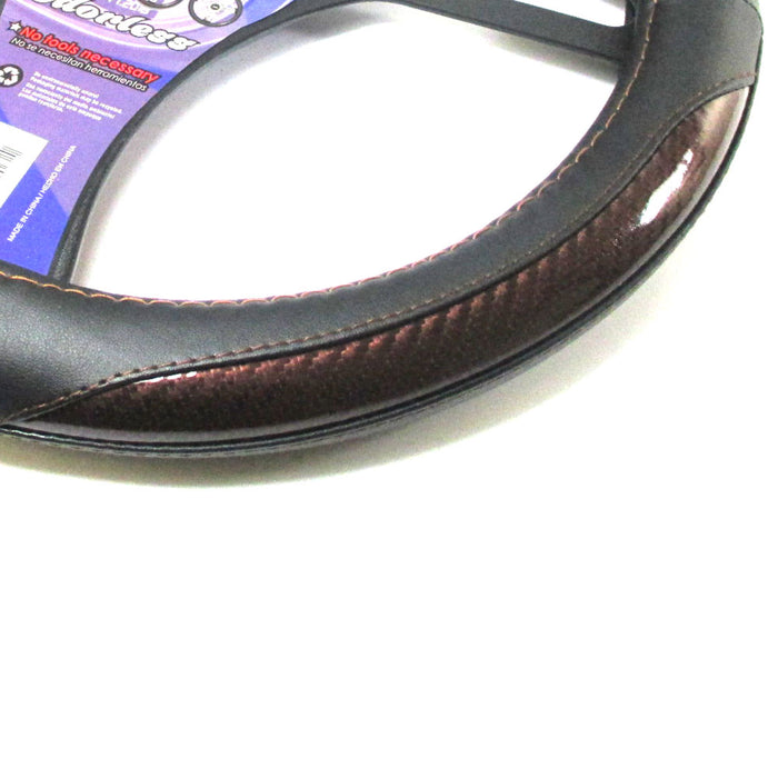 Wood Grain Steering Wheel Cover Auto Car Truck Van SUV Premium Protector Black