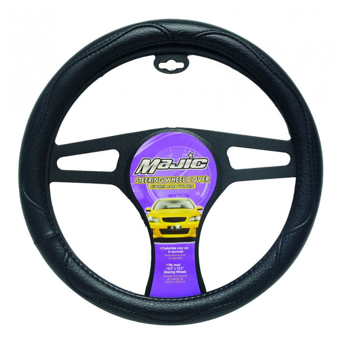 Black Leather Auto Car Steering Wheel Cover Protector Anti-Slip Pad Universal 15