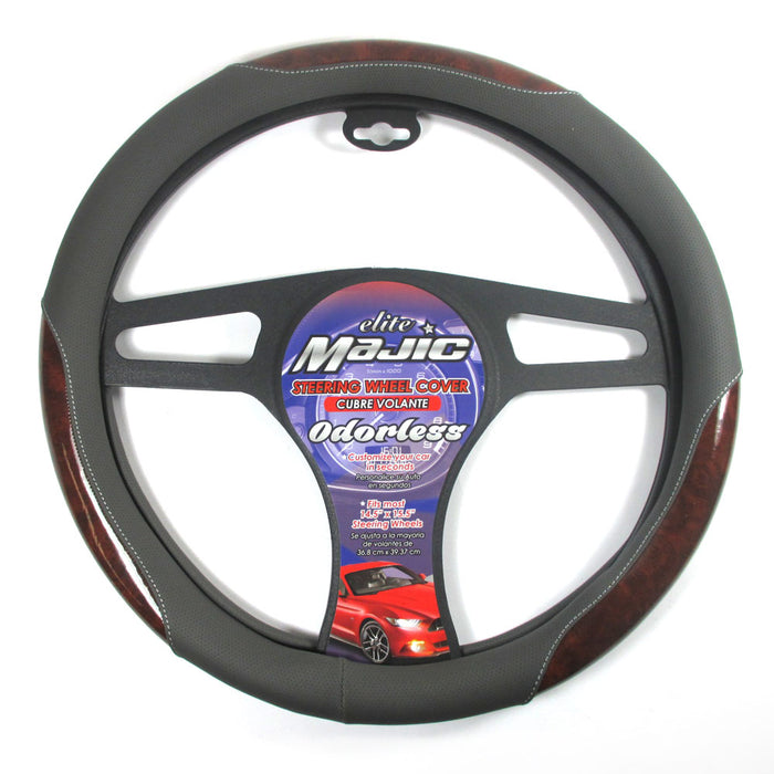 1 Pc Car Truck Steering Wheel Cover Auto Cool Universal Fits Most Gray Wood 15"