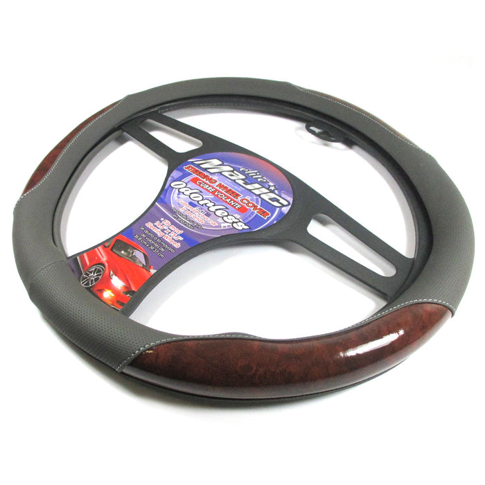 1 Pc Car Truck Steering Wheel Cover Auto Cool Universal Fits Most Gray Wood 15"