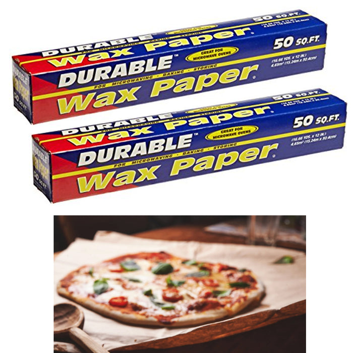 2 Rolls Wax Paper Nonstick Baking Pan Liner Oven Cooking Burgers Pizza 12"X50Ft