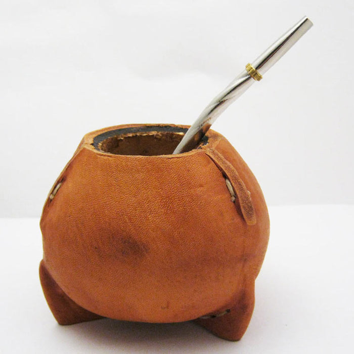 Argentina Mate Gourd Yerba Tea With Bombilla Straw Set Handmade Artisan Drink