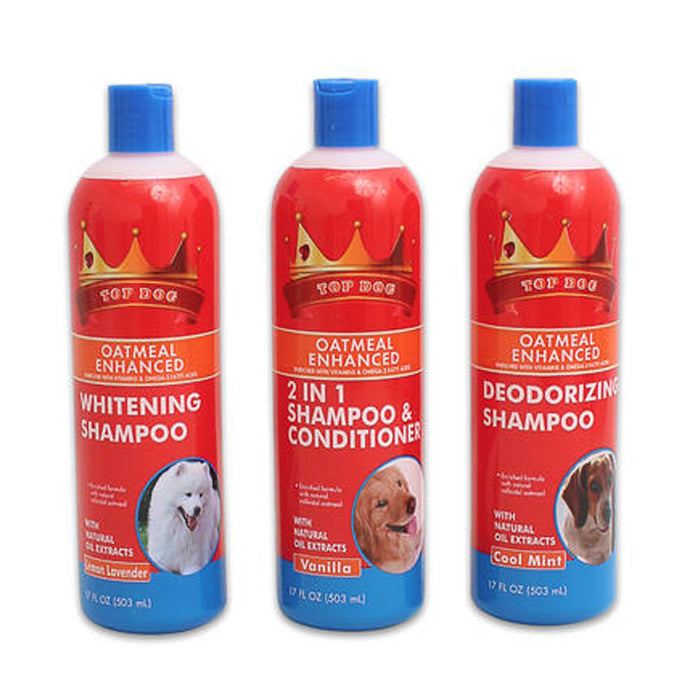 3 Pc Oatmeal Pet Shampoo Enhanced Kit Conditioner Deodorizing Bath Dog Cat 17Oz