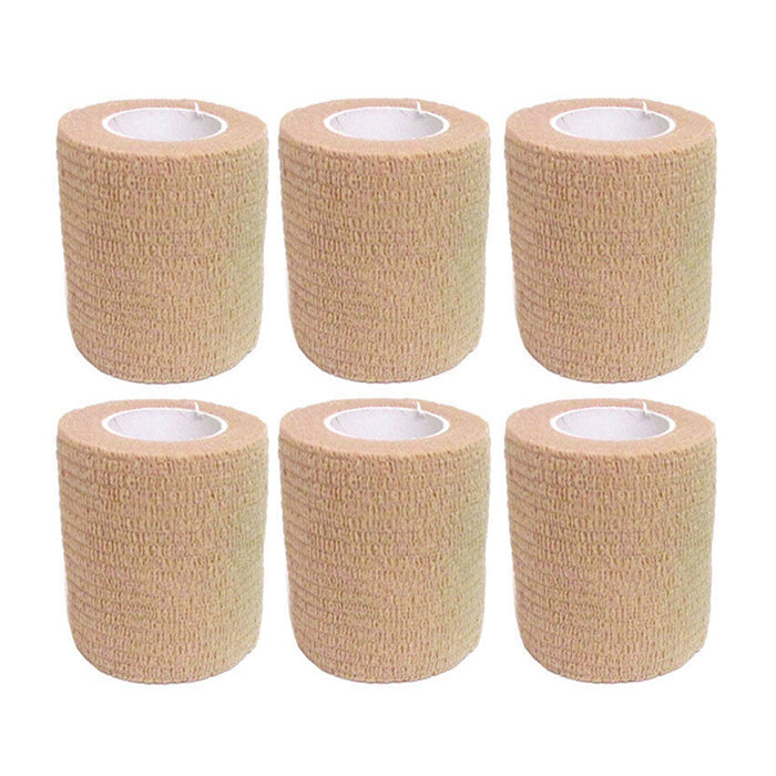 6Pc Self Adhering Bandages Stretch Wrap Sports Tape Support 3in x 2yd First Aid