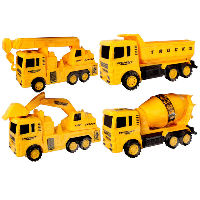 8 Friction Powered Toy Trucks Construction Tractor Pull Back Model Vehicle Gift
