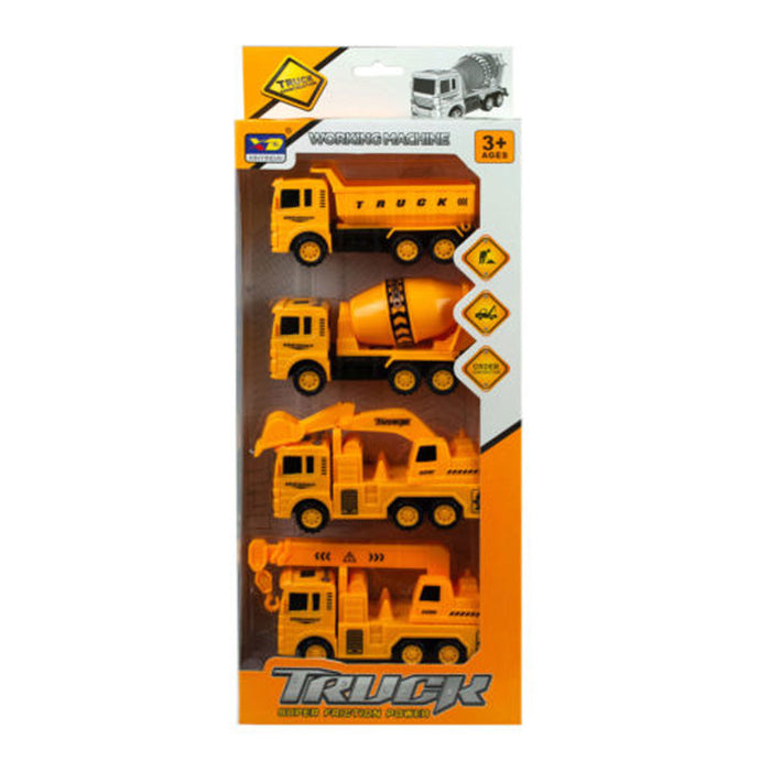 4 X Toy Truck Construction Tractor Car Pull Back Friction Model Vehicle Kid Gift