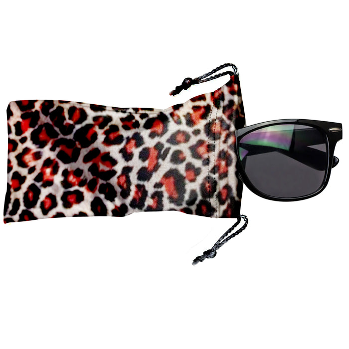 2 Pc Animal Print Eye Glasses Sunglasses Case Drawstring Soft Pouch Bag Eyewear