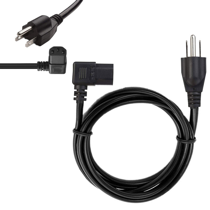 Power Cord Cable 3 Prong Universal Standard 6ft Computer Monitor 18 AWG Angle