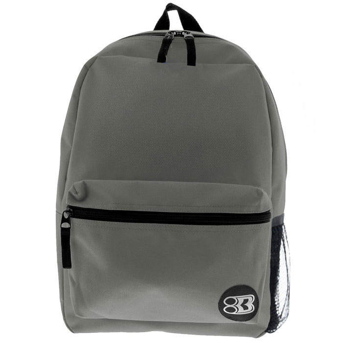 2 Large Backpack School Book Bag Hiking Camping Travel Sports Back Pack Gray 16"