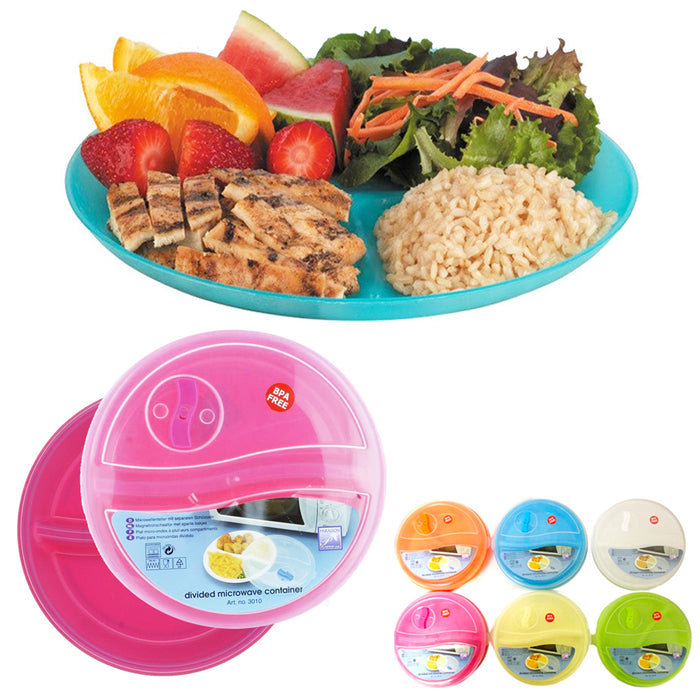 1 Portion Control Lunch Plate Cook Meal BPA Free Dishwasher Microwave Safe Travel