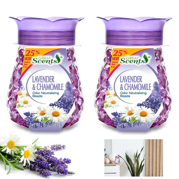 2 Pc Odor Eliminator Beads Neutralizing Lavender Chamomile Pearls Air Freshener