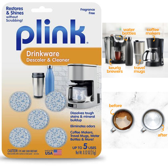 10 PCS Drinkware Descaler & Cleaner Tablets Plink Descaling Dissolve Tabs Coffee