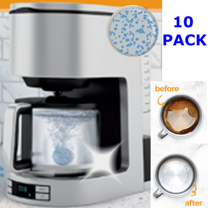 10 PCS Drinkware Descaler & Cleaner Tablets Plink Descaling Dissolve Tabs Coffee