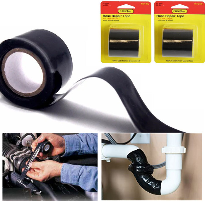 2 Pc Heavy Duty Black Hose Repair Tape Patch Seal Emergency Pipe Plumbing Garden