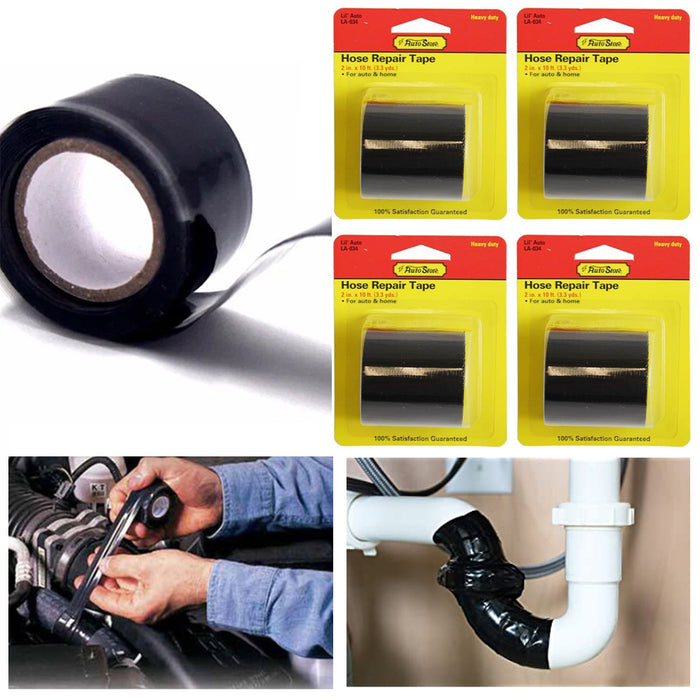 4 Pc Heavy Duty Black Hose Repair Tape Patch Seal Emergency Pipe Plumbing Garden