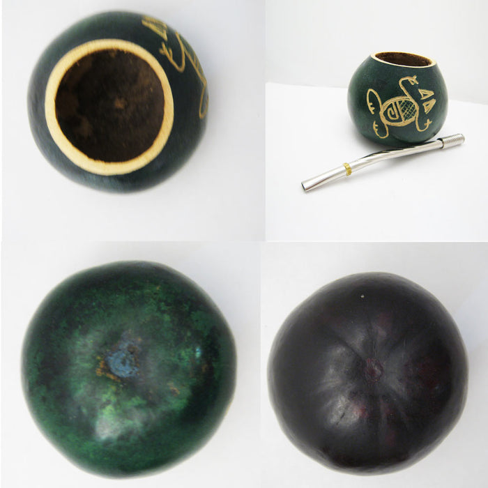 Mate Gourd Yerba Cup With Bombilla Straw Kit Artesian Handmade Argentina Drink