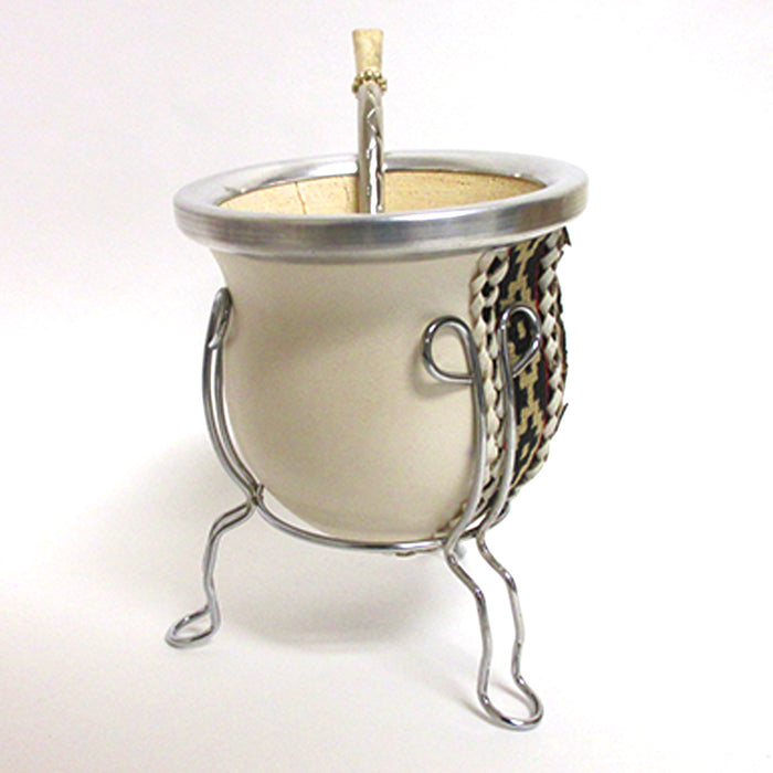 ARGENTINA MATE GOURD YERBA TEA CUP WITH STRAW BOMBILLA HANDMADE DETOX DRINK 2979