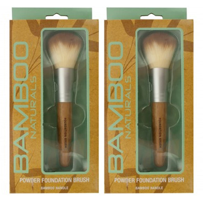 2 Brush Bamboo Face Base Liquid Foundation Cosmetic Makeup Blush Loose Powder
