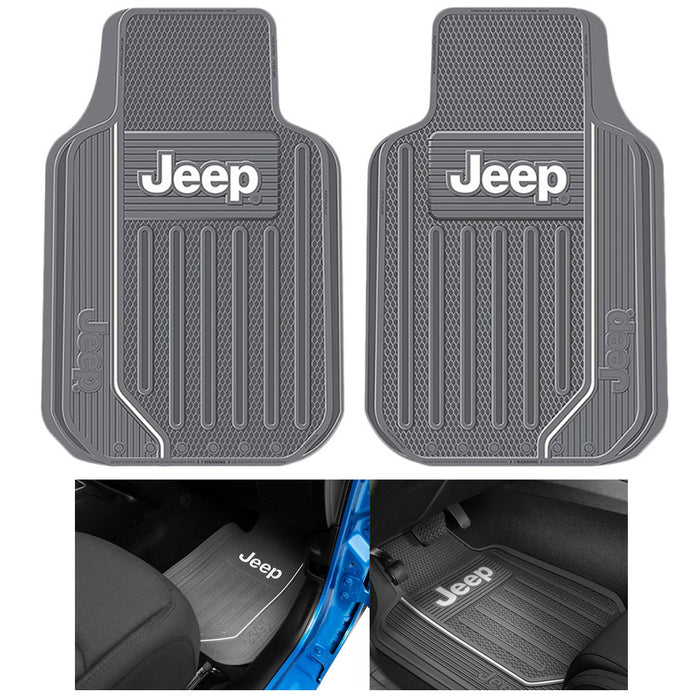 2 Pc Jeep Floor Mats Car All Weather Rubber Heavy Duty Protection Auto Van Grey