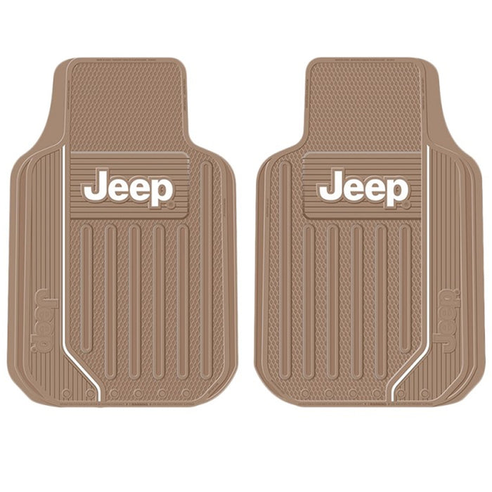 2 Pc Tan Jeep Floor Mats Car All Weather Rubber Heavy Duty Protection Auto Van