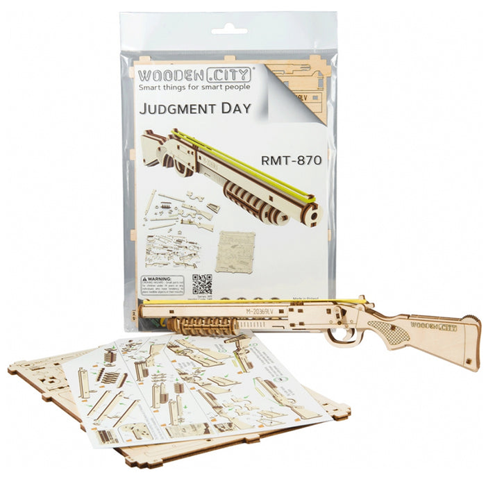 Wooden Shotgun Rubber Band Gun Pistol Mechanical Small 3D Model Wood Puzzle DIY