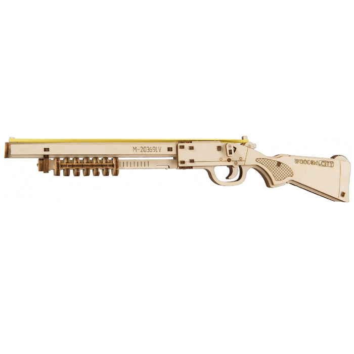 Wooden Shotgun Rubber Band Gun Pistol Mechanical Small 3D Model Wood Puzzle DIY