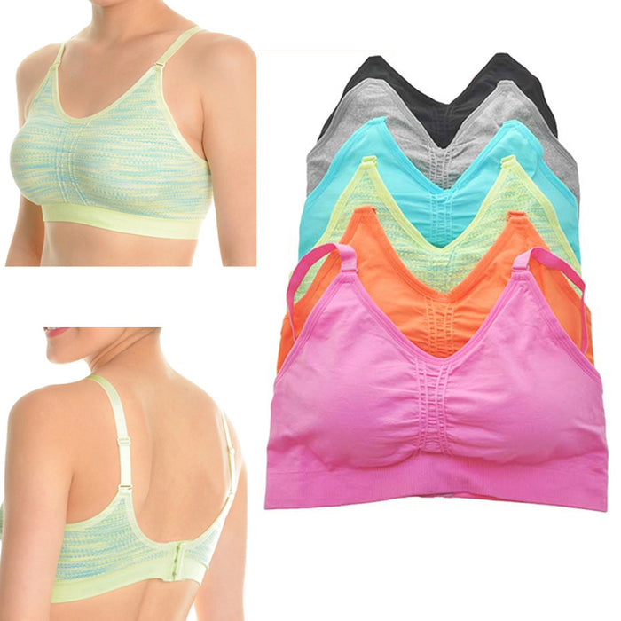 6 Wire Free Bra Seamless Bralette Wireless Stretch Adjustable Closure Women L-XL