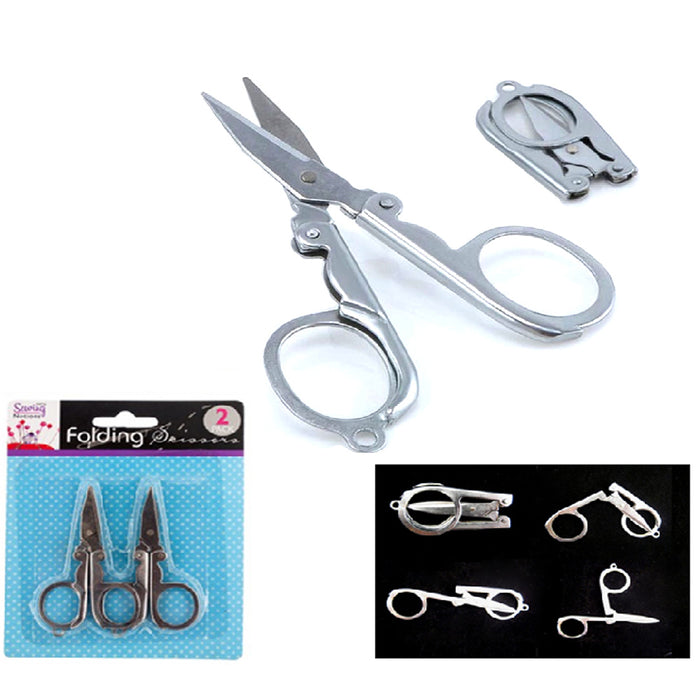 2pc Folding Scissors Pocket Travel Small Cut Cutter Crafts Sharp Blade Emergency